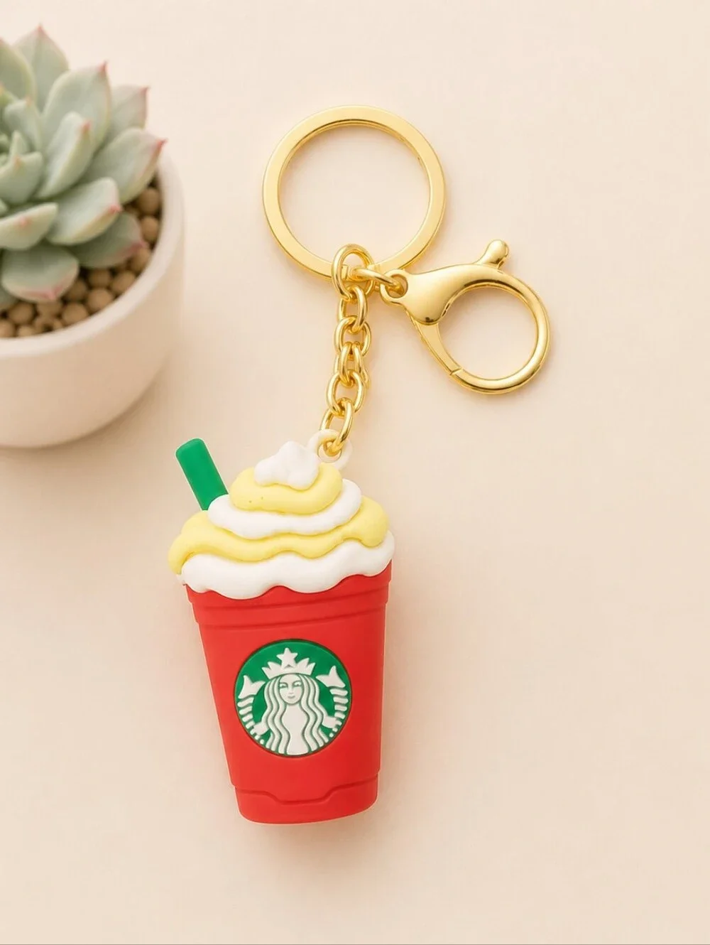 Women's 3D Mini Fashion Keychain Bag Charm Coffee Theme Purse Accessories RED